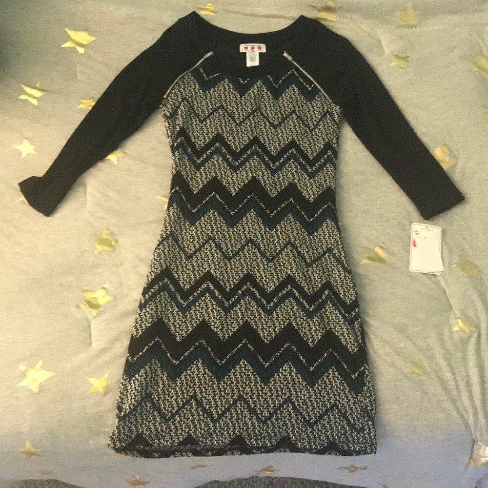 Black/ Teal knit dress